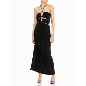 Fore Black Strappy Cut‎ Out Halter Maxi Dress Long Sundress Coverup Maxi Dress